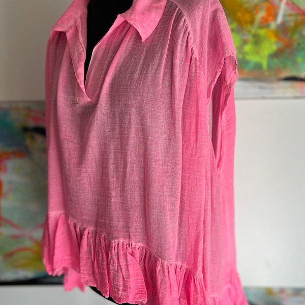 Casual Bluse//Boho Style//pinkrosa//Spring//Sommer//Hemd mit Knopfleiste//Tunika Bluse//