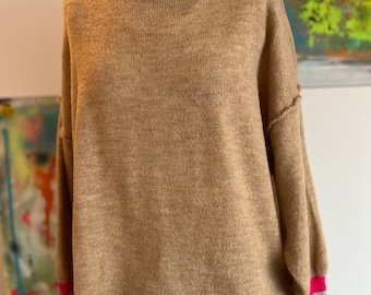 Strickpulli//Strickpullover//Beige braun//Größe 36-42//Feinstrick//Pulli//Pullover//Oversized//