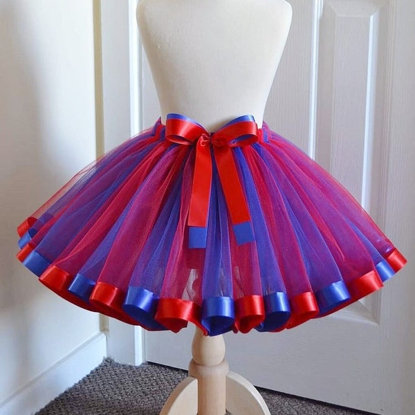 Jupe tutu bleu roi et rouge pour fille, enfant, bébé, 1er anniversaire, idées cadeaux, déguisements, jupe de princesse, costume, jupe en tulle, gâteau Smash