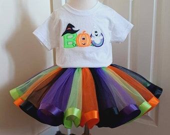 Halloween Boo Tutu Outfit Girls Halloween Tutu Set Kids Tutu Outfit Personalised Tutu Outfit Costume Party Fancy Dress