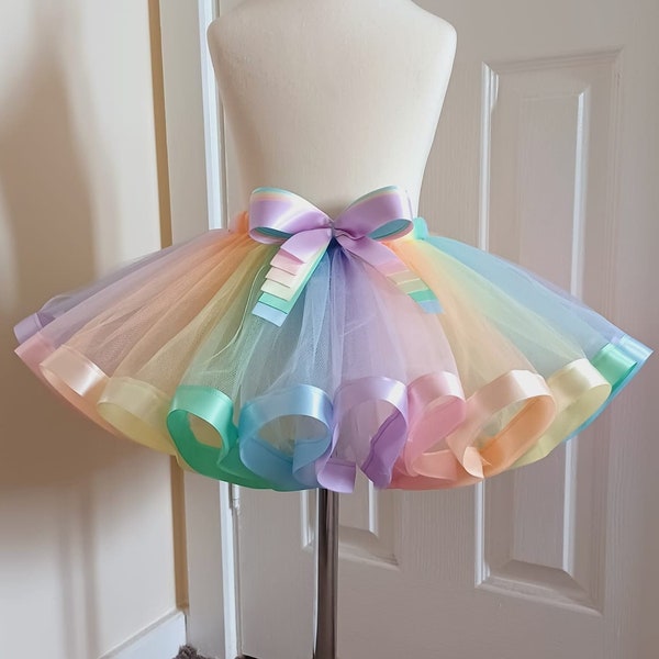 Jupe tutu arc-en-ciel pastel pour filles et bébés, déguisements, jupe en tulle de fête, jupe de princesse, idées cadeaux d'anniversaire, costume de licorne pour 1er anniversaire