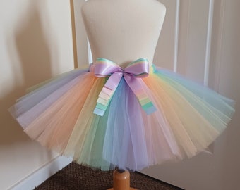 Pastel Rainbow Tutu Skirt for Girls Baby Kids, Fancy Dress Party Tulle Skirt Princess Skirt Birthday Gift Ideas 1st Birthday Unicorn Costume