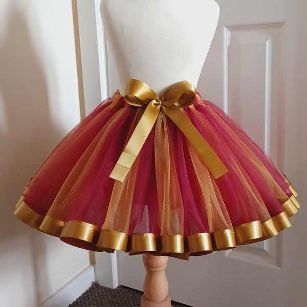 Gold Burgundy Tutu Skirt For Girls Kids Baby 1st Birthday Gift Ideas Fancy Dress Party Princess Tulle Skirt Costume Halloween Christmas
