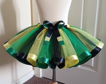 Jamaican Tutu Skirt 1 - 2 Years, Black Yellow Green Tutu, Girls Kids Baby Princess Skirt Fancy Dress Party Tulle Skirt Birthday Gift Ideas