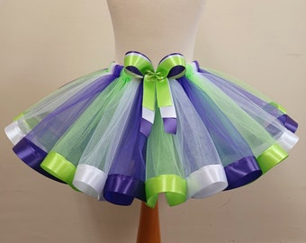 Purple White & Vibrant Green Tutu Skirt For Girls Kids Baby 1st Birthday Gift Ideas Fancy Dress Party Costume Tulle Skirt Princess Skirt