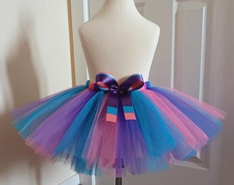 Purple Aqua & Hot Pink Tutu Skirt for Girls Kids Baby 1st Birthday Gift Ideas Fancy Dress Party Princess Skirt Costume Tulle Skirt Dress Up