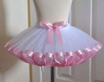 White & Pink Tutu Skirt for Girls Kids Baby 1st Birthday Gift Ideas Costume Fancy Dress Party Princess Tulle Skirt Cake Smash Tutu Dress Up