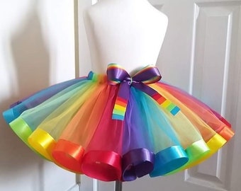 Jupe tutu arc-en-ciel pour filles, enfants, déguisements, jupe en tulle de fête, jupe de princesse, idées cadeaux d'anniversaire, déguisement tutu de licorne pour 1er anniversaire