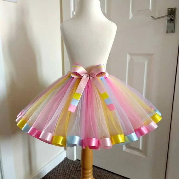 Ice Cream Tutu Skirt for Girls Kids Baby 1st Birthday Gift Ideas Fancy Dress Party Princess Costume Pink Yellow blue Hot Pink Tulle Skirt