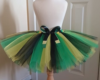 Girl's Jamaican Theme Tutu Skirt, Black,Yellow & Green, Jamaican Flag, Tutu, Skirt, Tutu Skirt, 1st Birthday, Kid's Costume, Birthday, Tulle