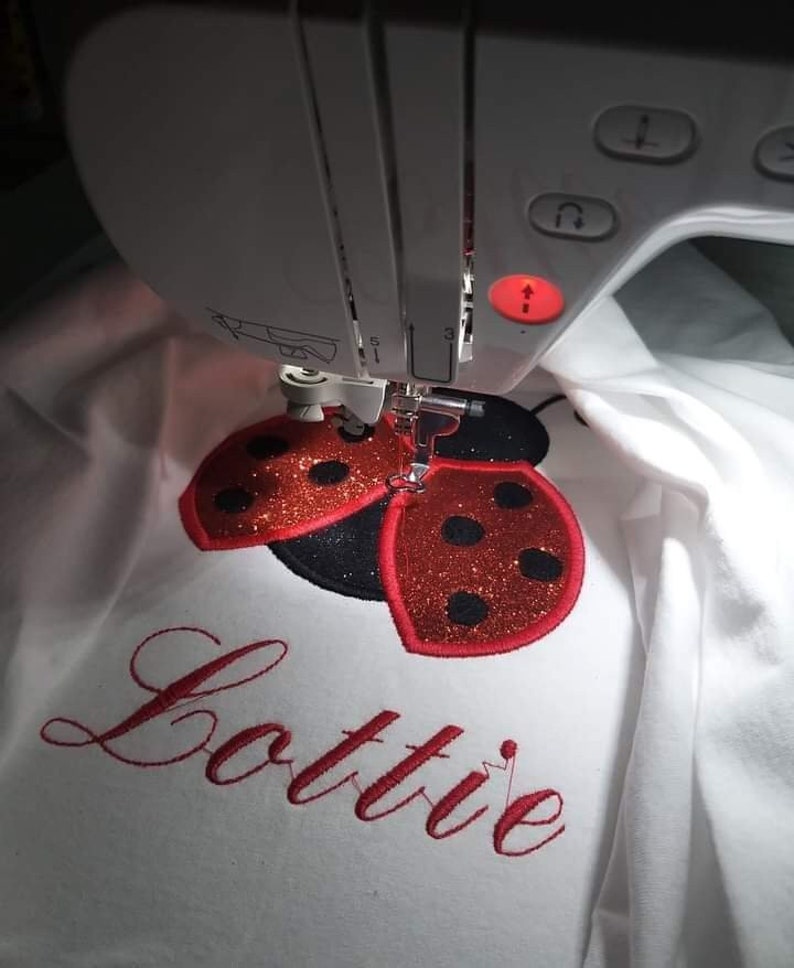 Kids Personalised Ladybird Appliqué Embroidered Birthday T‑Shirt – Custom Name & Age Party Gift By Tulle Boutique Creations