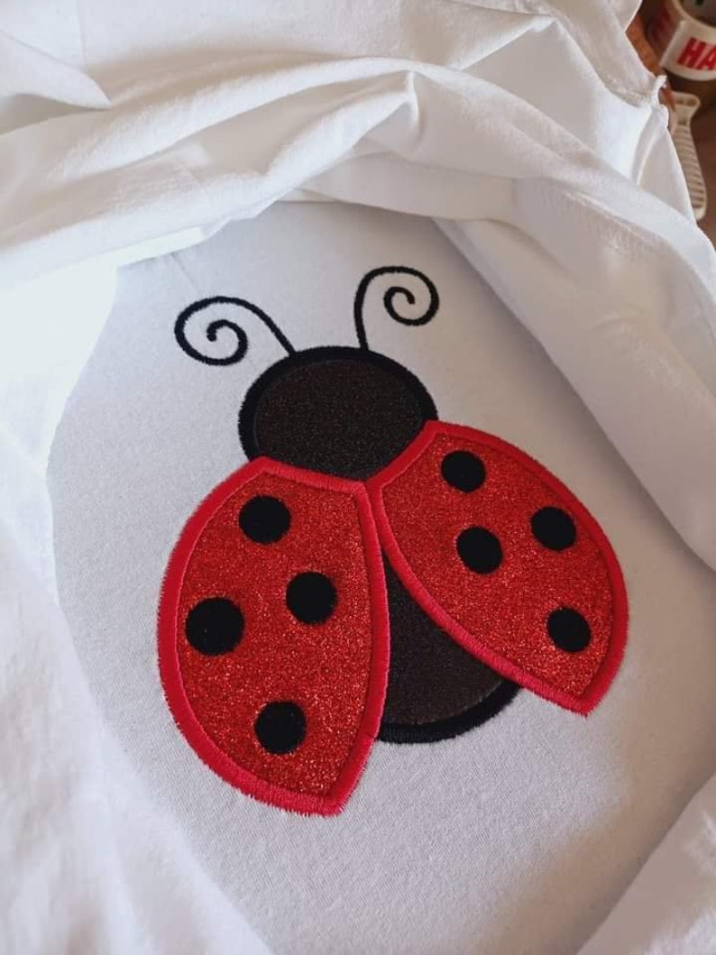 Kids Personalised Ladybird Appliqué Embroidered Birthday T‑Shirt – Custom Name & Age Party Gift By Tulle Boutique Creations