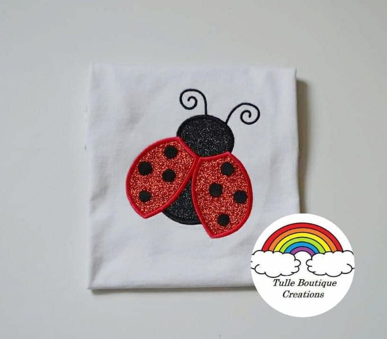 Kids Personalised Ladybird Appliqué Embroidered Birthday T‑Shirt – Custom Name & Age Party Gift By Tulle Boutique Creations