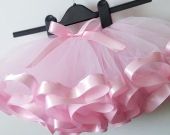 2 Tone Pink Tutu Skirt for Girls Kids Baby Tulle Skirt Fancy Dress Party Birthday Gift Ideas Princess Costume 1st Birthday Tutu Dress Up