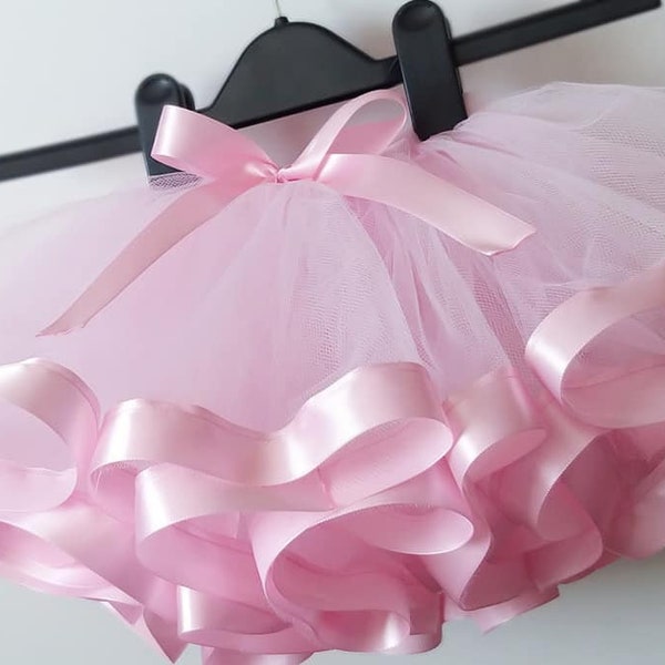 2 Tone Pink Tutu Skirt for Girls Kids Baby Tulle Skirt Fancy Dress Party Birthday Gift Ideas Princess Costume 1st Birthday Tutu Dress Up