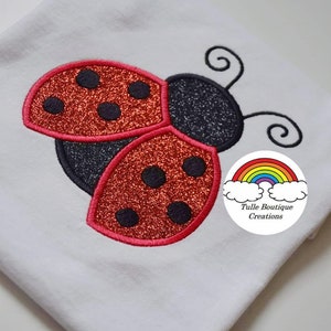 Kids Personalised Ladybird Appliqué Embroidered Birthday T‑Shirt – Custom Name & Age Party Gift By Tulle Boutique Creations