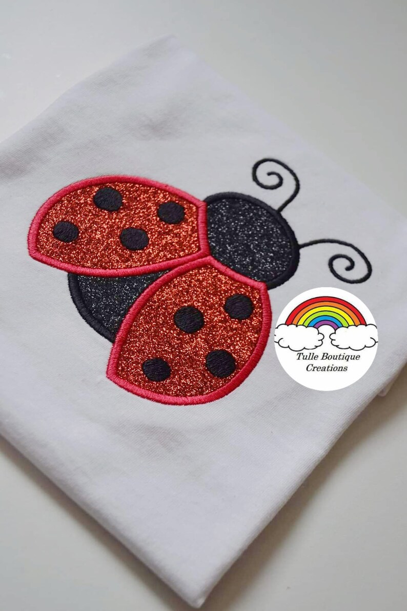 Kids Personalised Ladybird Appliqué Embroidered Birthday T‑Shirt – Custom Name & Age Party Gift By Tulle Boutique Creations