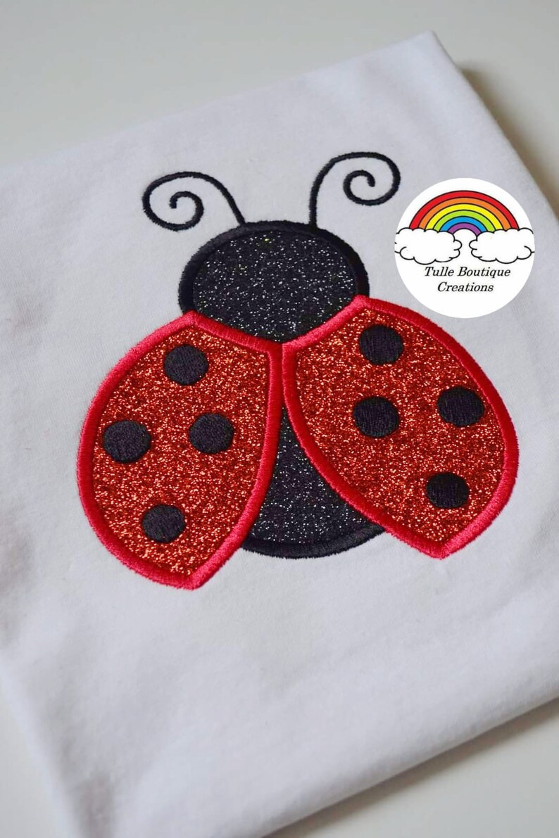 Kids Personalised Ladybird Appliqué Embroidered Birthday T‑Shirt – Custom Name & Age Party Gift By Tulle Boutique Creations