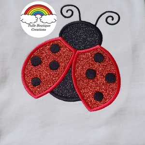 Kids Personalised Ladybird Appliqué Embroidered Birthday T‑Shirt – Custom Name & Age Party Gift By Tulle Boutique Creations