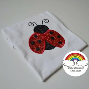 Kids Personalised Ladybird Appliqué Embroidered Birthday T‑Shirt – Custom Name & Age Party Gift By Tulle Boutique Creations