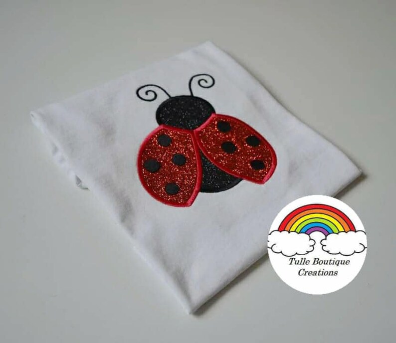 Kids Personalised Ladybird Appliqué Embroidered Birthday T‑Shirt – Custom Name & Age Party Gift By Tulle Boutique Creations
