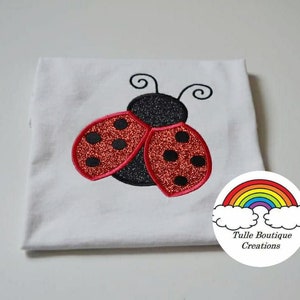 Kids Personalised Ladybird Appliqué Embroidered Birthday T‑Shirt – Custom Name & Age Party Gift By Tulle Boutique Creations