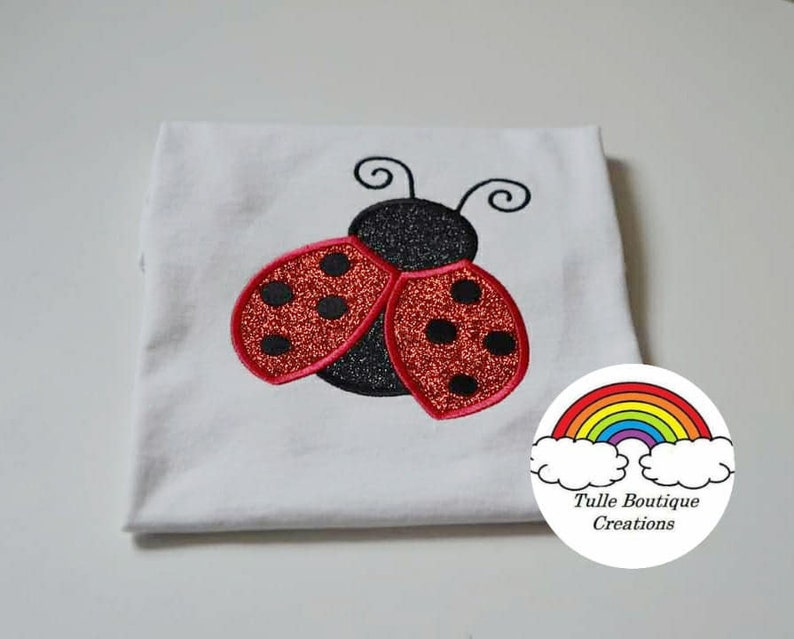 Kids Personalised Ladybird Appliqué Embroidered Birthday T‑Shirt – Custom Name & Age Party Gift By Tulle Boutique Creations