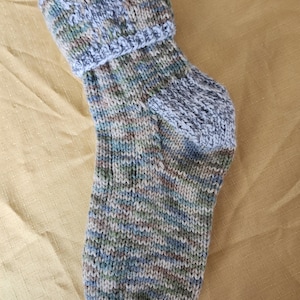 Moose socks are hand-knit in soft varigated green and small amounts of grey yarn—a perfect fit for a man or woman.  Ready to Ship. CANADIAN