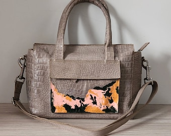 Grey coloured handbag, mini purse,  small shoulder  bag, shoulder bag  upcycled purse, preloved handbag, practical gift,  for sister,