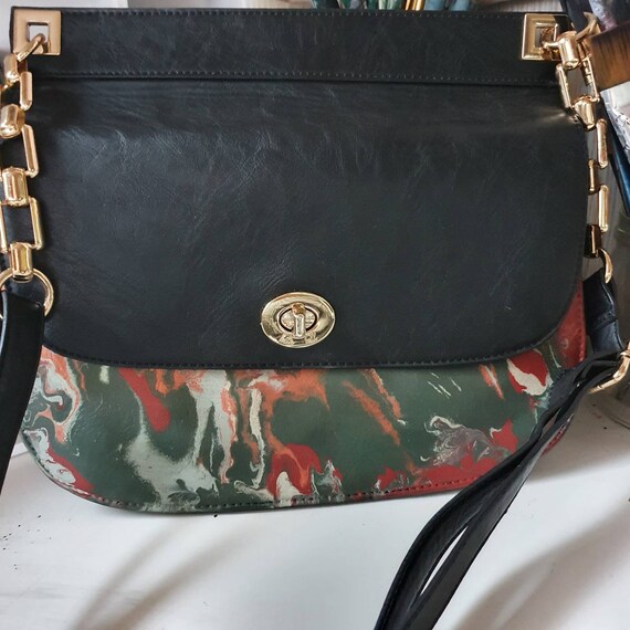 MIA | Black Metallic Crossbody Bag With Gold Chain Strap