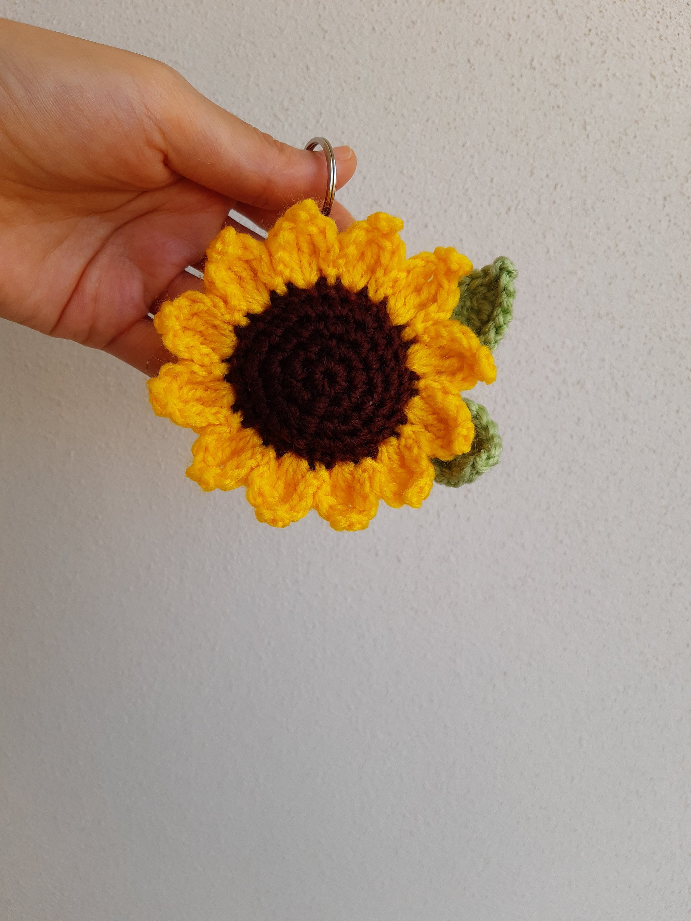 One crochet sunflower keyring keychain gift for her Etsy
