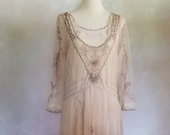 Vintage Styled Wedding Lace Embroidered  Styled Gown