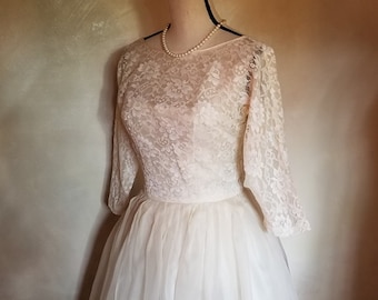 Vintage 1950 Ivory Wedding Bridal Gown