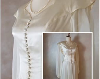 Vintage Dress/1940's Wedding Dress/Bridal/Vintage Wedding Dress/Antique Satin Gown/Bridal Gown/Vintage  Bride