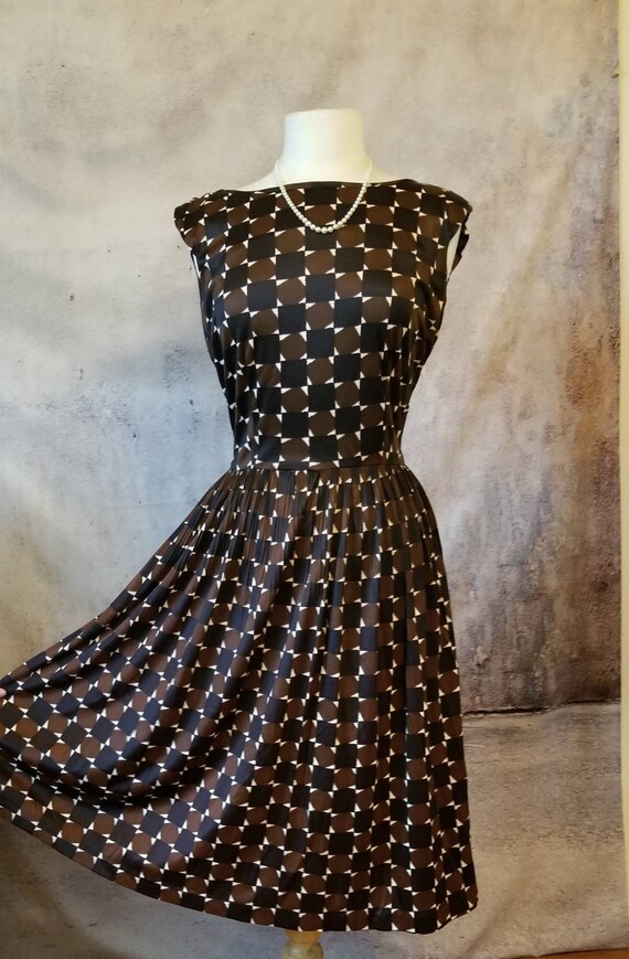 1960 Vintage Dress with Bolero Jacket Black, Brow… - image 4