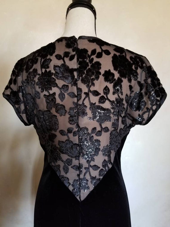 Vintage Black Velvet Dress/formal dress/old holly… - image 10