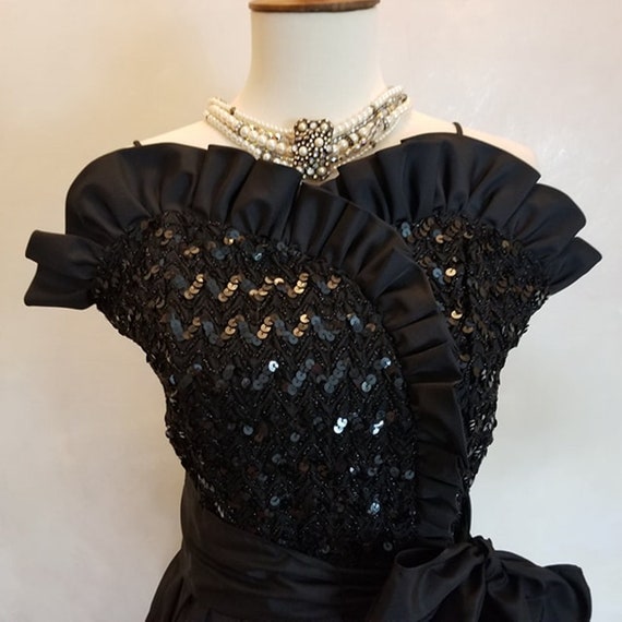 Vintage 1960 Black Sequin Dinner  Dress - image 6