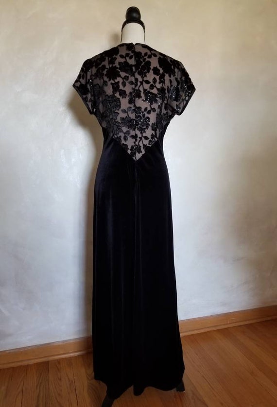 Vintage Black Velvet Dress/formal dress/old holly… - image 8