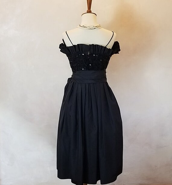 Vintage 1960 Black Sequin Dinner  Dress - image 9
