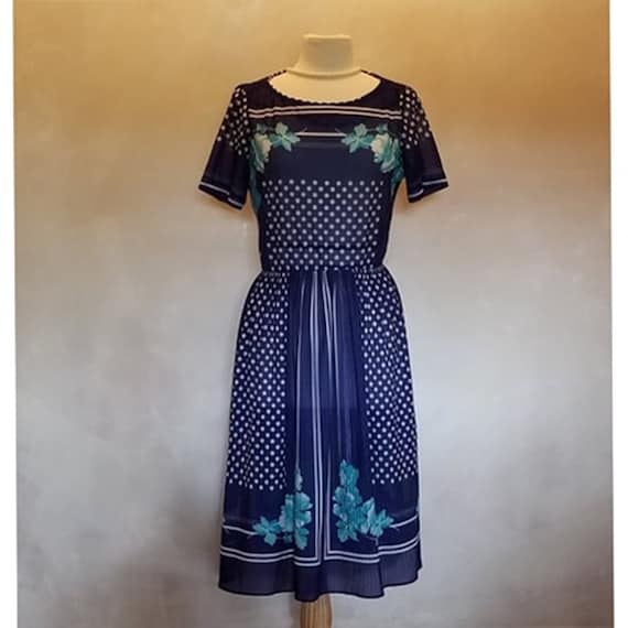 Vintage Dress Sheer Knit 1940's early 1950's Large