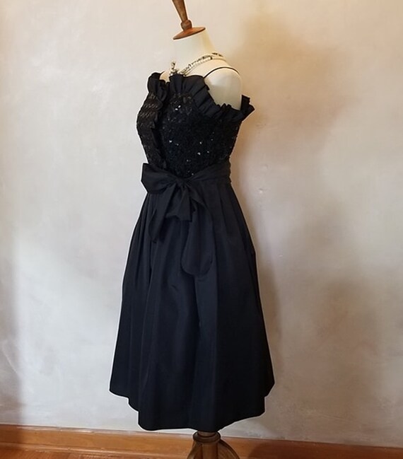 Vintage 1960 Black Sequin Dinner  Dress - image 8