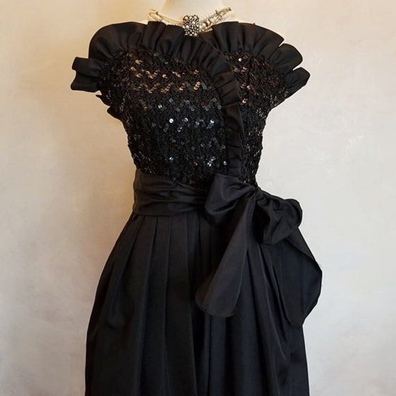 Vintage 1960 Black Sequin Dinner  Dress - image 5