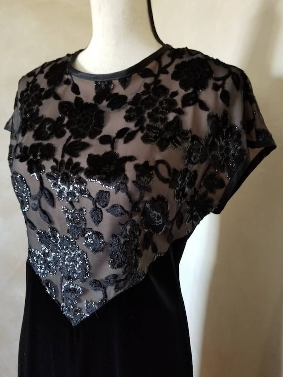 Vintage Black Velvet Dress/formal dress/old holly… - image 3