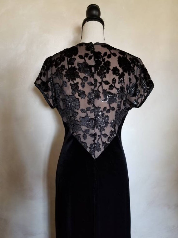 Vintage Black Velvet Dress/formal dress/old holly… - image 5