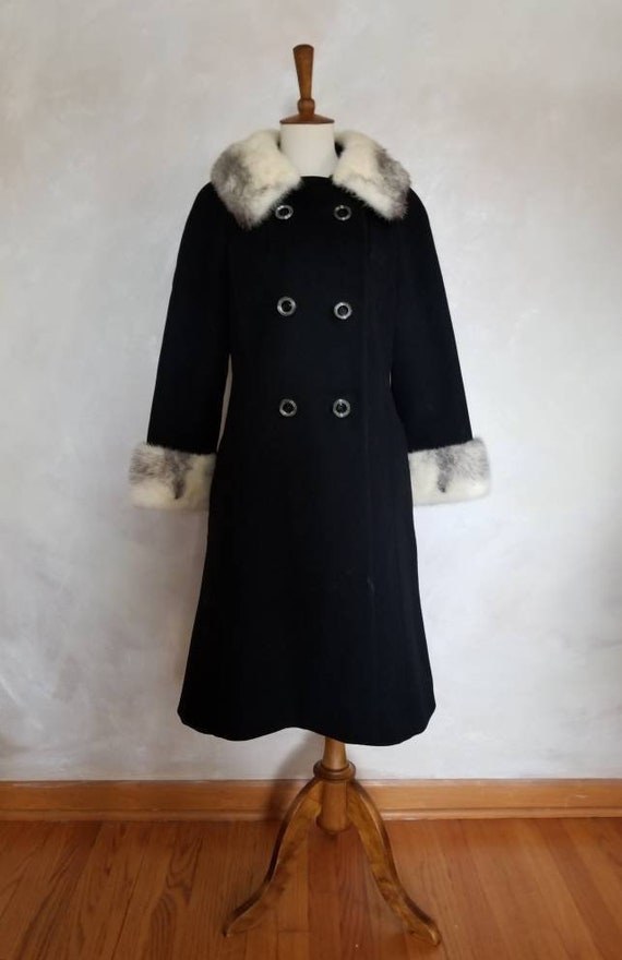 Vintage Coat/1950 Fur Accent Coat/Womens Winter Co