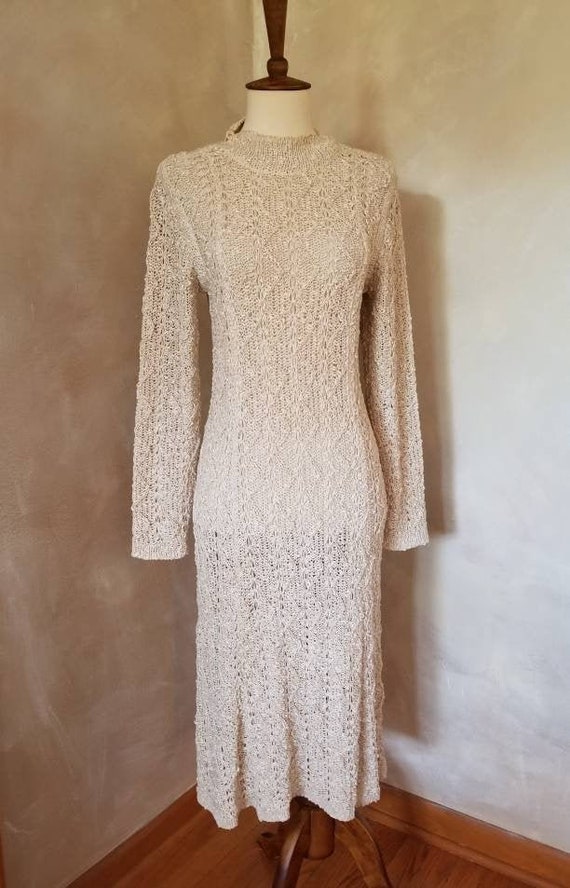 Vintage/1960 vintage dress/Irish woven dress/Ivory