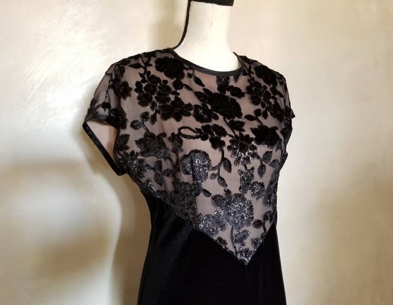 Vintage Black Velvet Dress/formal dress/old holly… - image 1