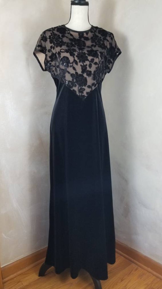 Vintage Black Velvet Dress/formal dress/old holly… - image 2