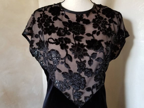 Vintage Black Velvet Dress/formal dress/old holly… - image 9