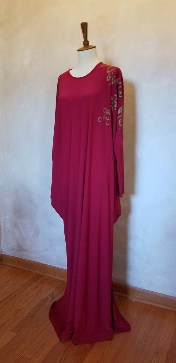 Vintage Dress/Oversized Dress/Bat Wing Dress /Pla… - image 4